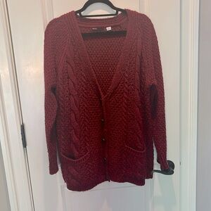 BDG maroon chunky oversized cardigan